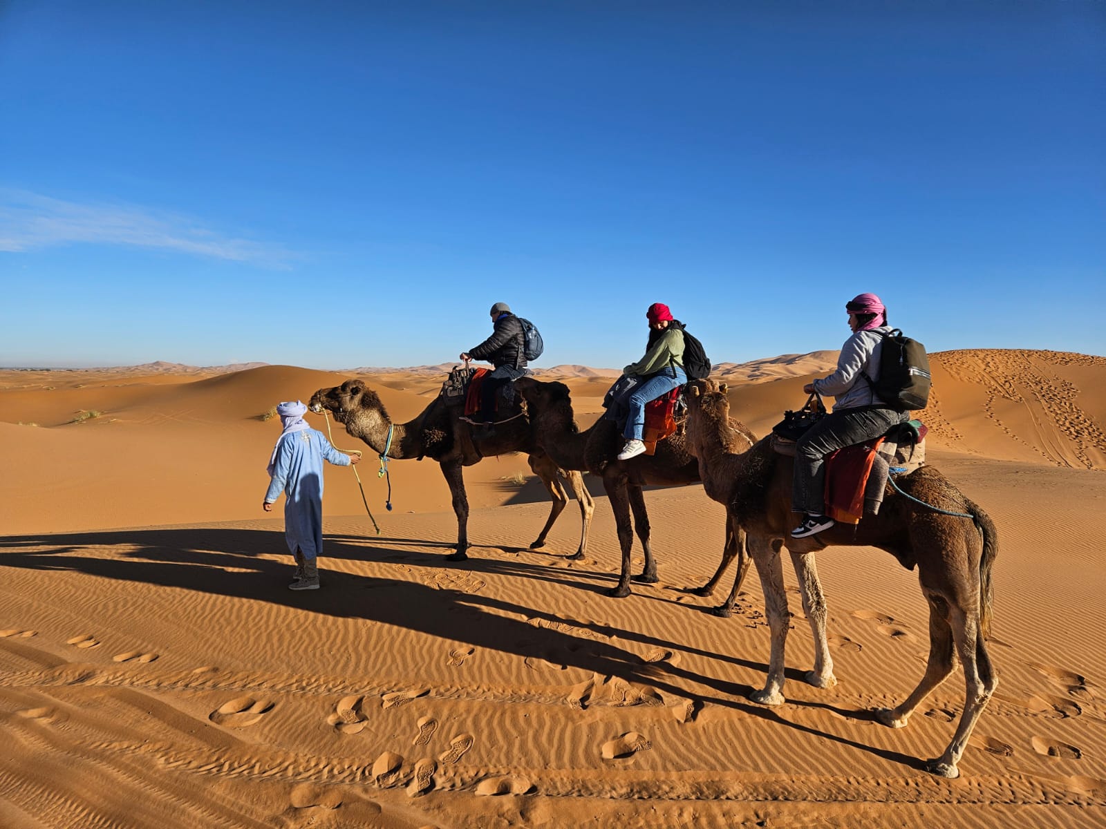 Sunrise over the Sahara desert dunes in Merzouga